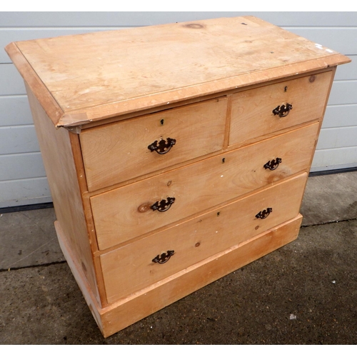 709 - A stripped pine chest of drawers, 88cm wide a/f