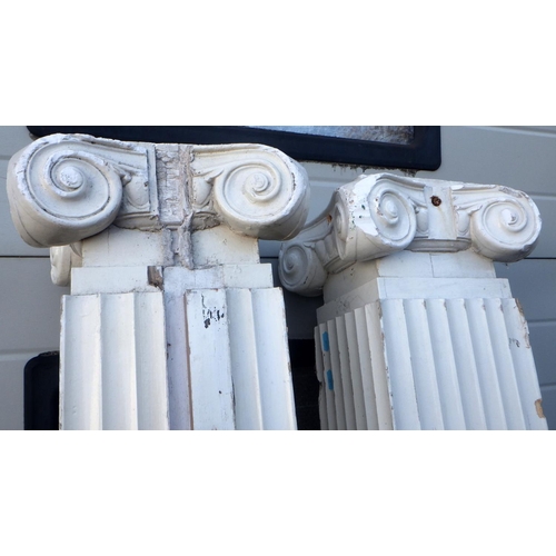 789 - A pair of white painted square doric columns, early 20th cen, 201cm tall