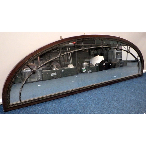 791 - An early 20th cen arched mirror, 217cm wide, 64cm tall