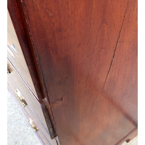 816 - A mahogany secretaire bookcase, with label Smiths Antiques, The Rink, a/f, 115cm wide 237cm tall