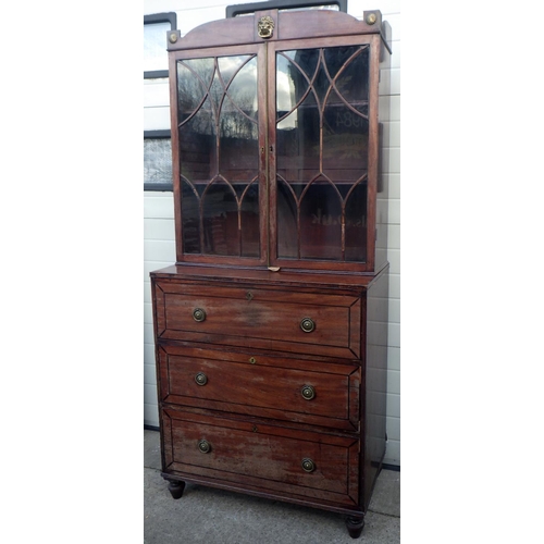 830 - A mahogany secretaire bookcase, 96cm wide