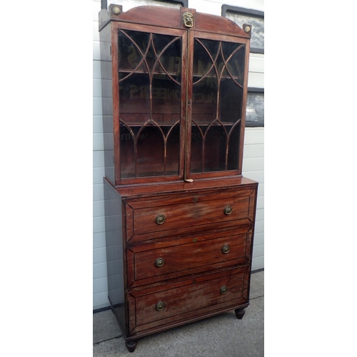 830 - A mahogany secretaire bookcase, 96cm wide