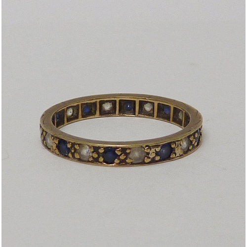 13 - 9ct gold sapphire & synthetic spinel eternity ring (2g)   736283.