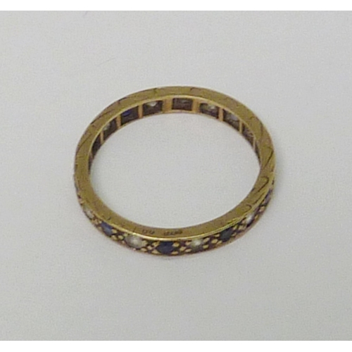 13 - 9ct gold sapphire & synthetic spinel eternity ring (2g)   736283.