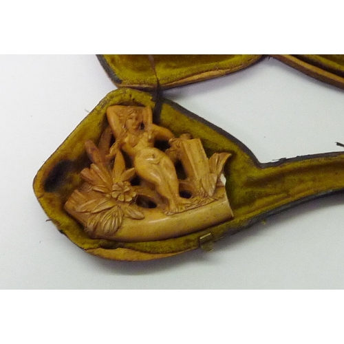 44 - Two cased meerschaum smoker's pipes.  A/F 547147