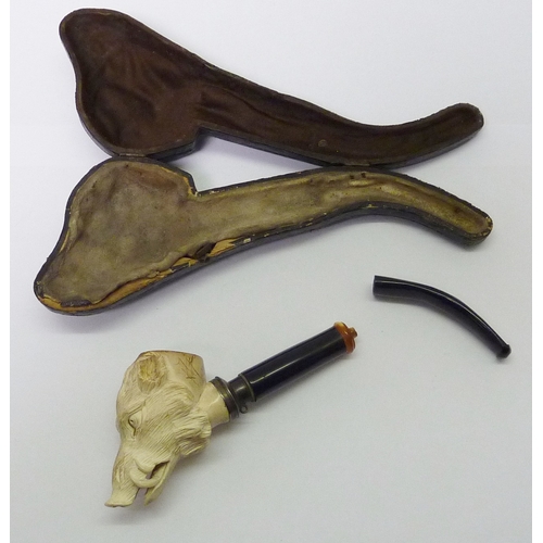 44 - Two cased meerschaum smoker's pipes.  A/F 547147