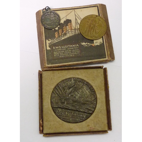 51 - WWI interest: a British War Medal & Victory Medal pair to the West Yorkshire Regiment; a Lusitania M... 