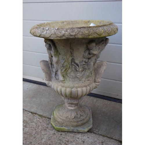 681 - Various concrete garden urns, (4)