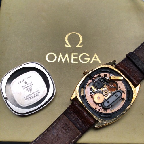 79 - An Omega De Ville wristwatch in a gold plated tonneau case with a snap-on case back bearing York-int... 