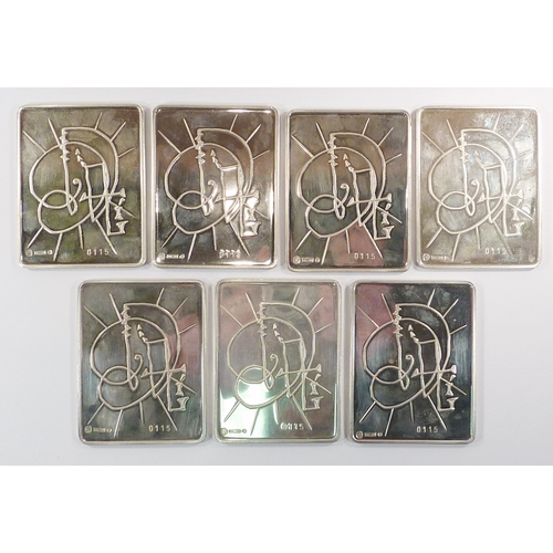 11 - The Seven Days Of Creation - a series of seven Soler Cabot 999/000 silver plaques / ingots after 197... 