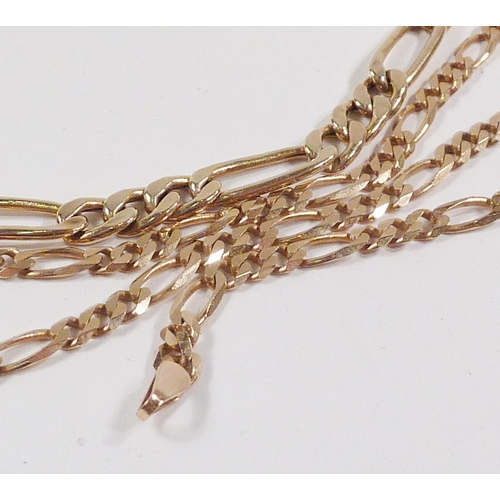 50 - A 9ct gold flat link necklace, 465mm long / 6gr; a flat link bracelet, yellow metal marked 375, 186m... 