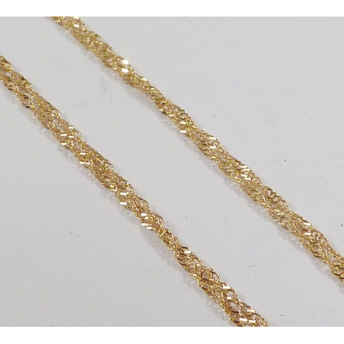 51 - Two fine link necklaces, yellow metal marked 375, each approx 400mm long; a tennis bracelet, white m... 