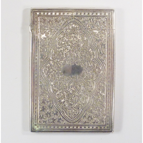 54 - A Victorian silver visiting card case, Birmingham 1876. 95 x 65mm / 64gr.  The whole presented in it... 