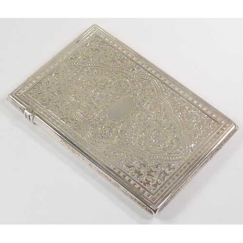 54 - A Victorian silver visiting card case, Birmingham 1876. 95 x 65mm / 64gr.  The whole presented in it... 