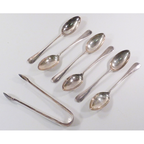 60 - A cased set of six silver teaspoons; a cased set of six silver teaspoons with a matching sugar tongs... 