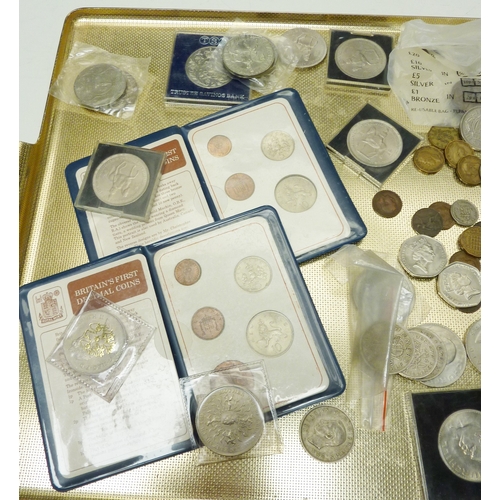 80 - A group of coins incl commemorative crowns, most late 20th cent.