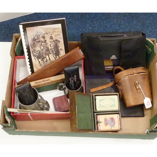 92 - A collectors lot to include Vanity case, binoculars, drawing implements, lighters, cigar etc.