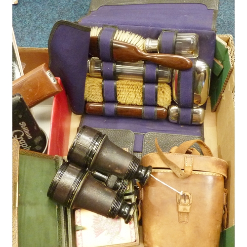 92 - A collectors lot to include Vanity case, binoculars, drawing implements, lighters, cigar etc.