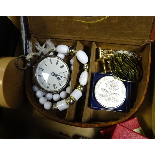 33 - Watches incl silver pocket watches and a fob; costume jewellery coins etc