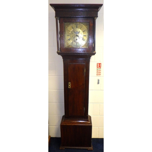 892 - A 30 hour oak longcase clock, with brass face, William Varley