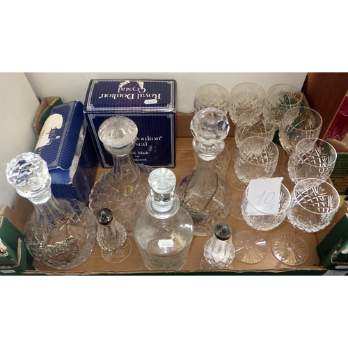 10 - A two decanter tantalus, modern; glasswares incl Royal Doulton drinking glasses and decanters, some ... 