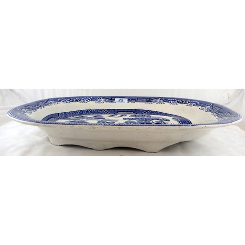 25 - A large 19thC Willow pattern meat plate 50cm wide