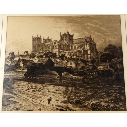 37 - Ripon Cathedral, etching after Charles Bird  70 x 60cm inc frame