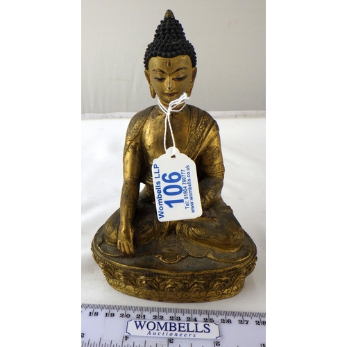 106 - A Buddha, gilt bronze, 17cm tall