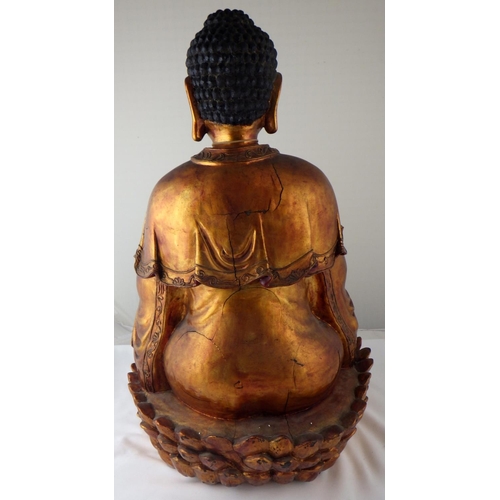 108 - A Buddha, carved gilt wood, 59cm tall.