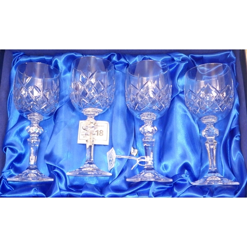 154 - Royal Doulton crystal wine glasses, two fitted cases comprising a set of twelve; a box of four wine ... 