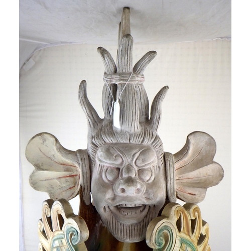 156 - A Chinese chimera tomb guardian, pottery, 87cm tall.