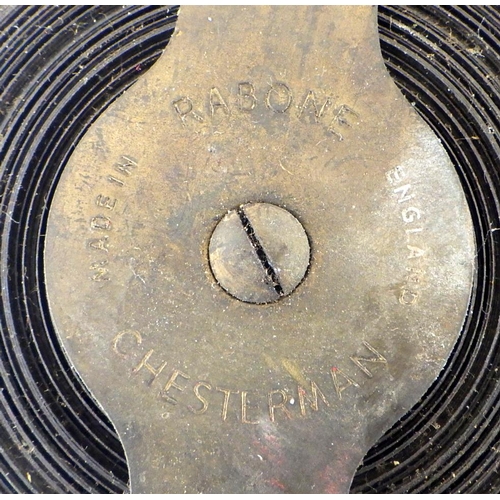 164 - A maritime lead line weight; a Rabone Chesterman dipping tape  / well  depth measure.  (2)