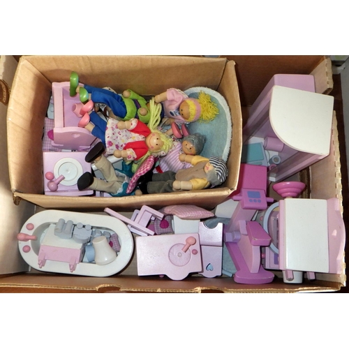 52 - A children's toy doll's house with furniture etc. (3)