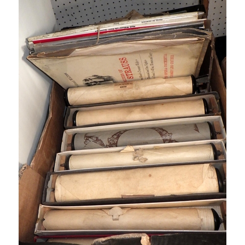 71 - A qty of pianola rolls; records, sheet music etc. (4)