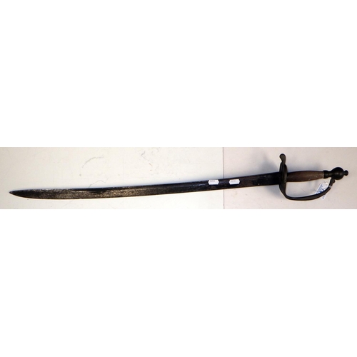 78 - An English infantry hanger sword, of mid-18th cent pattern, the brass hilt bearing Yorkshire interes... 