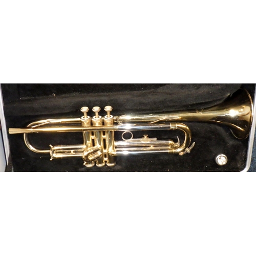 96 - A cased Blessing trumpet (af dents)