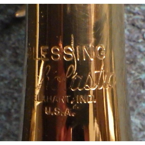 96 - A cased Blessing trumpet (af dents)