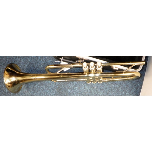 96 - A cased Blessing trumpet (af dents)