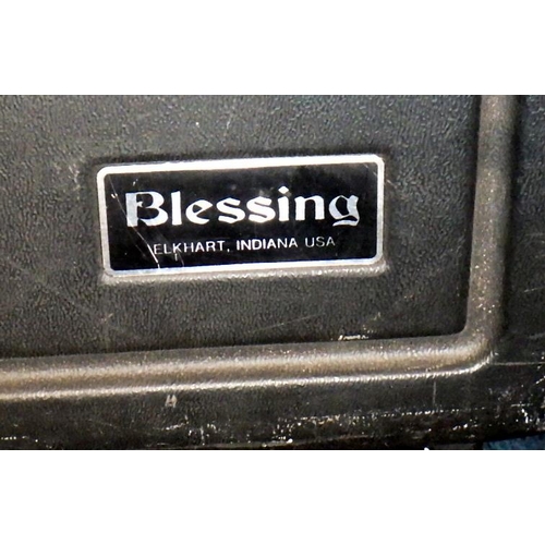 96 - A cased Blessing trumpet (af dents)