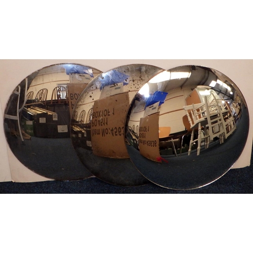 191 - Three convex mirror plates, unframed.