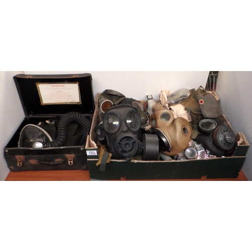 193 - A WW2 German civilian gas mask; a WW2 British military gas mask; other gas masks incl Cold War examp... 