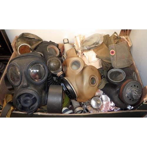 193 - A WW2 German civilian gas mask; a WW2 British military gas mask; other gas masks incl Cold War examp... 