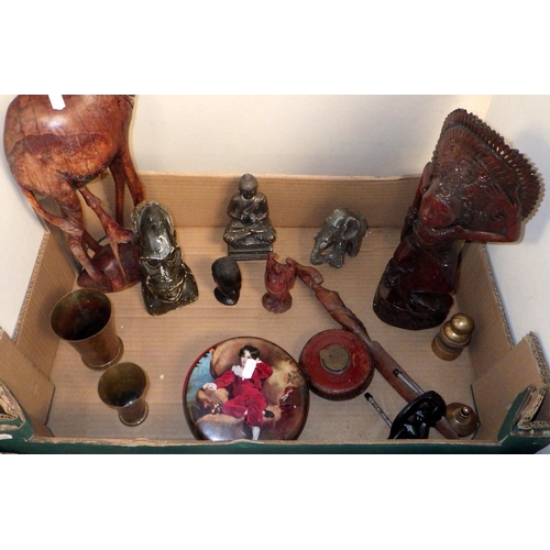 206 - Carved figurines, die cast toy cars, corkscrews, ceramics etc (2)