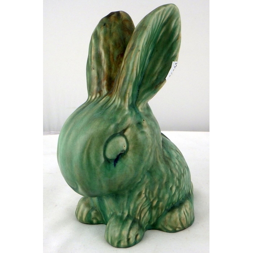 214 - A Sylvac rabbit, green glaze, 25cm tall