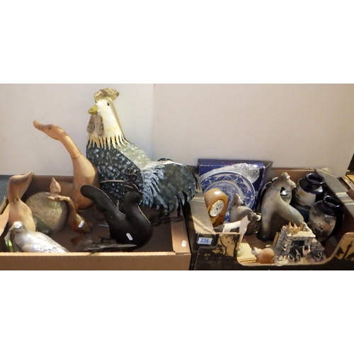 238 - Animal figurines incl a painted metal cockerel, Border Fine Arts etc; three Japanese vases etc.  Som... 