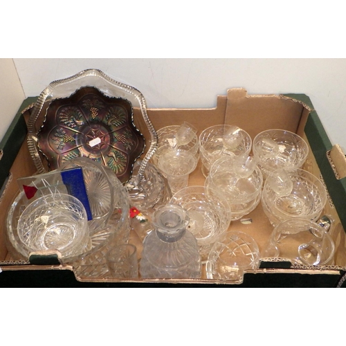 241 - Glassware incl a group of cut crystal sundae dishes and a Carnival glass dish.  Some a/f