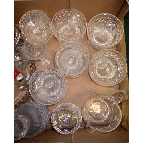 241 - Glassware incl a group of cut crystal sundae dishes and a Carnival glass dish.  Some a/f