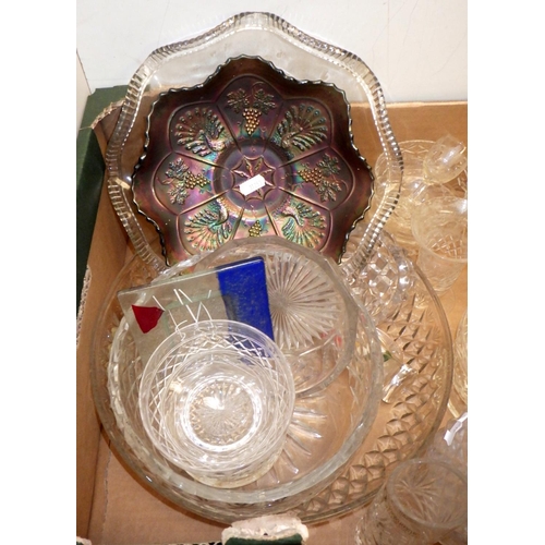 241 - Glassware incl a group of cut crystal sundae dishes and a Carnival glass dish.  Some a/f