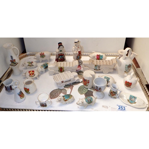 253 - Crested china souvenir miniatures, incl Grafton, Willow Art and Goss approx 25