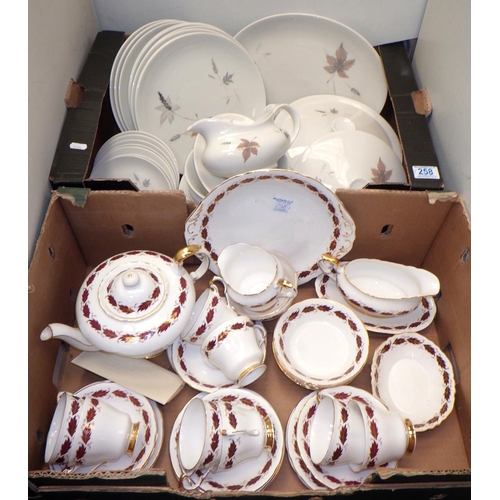 258 - A qty of Paragon Elegance tea ware together with a qty of Royal Doulton Tumbling Leaves table ware (... 